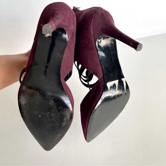 NINE WEST | Purple Elastic Detail Faux Suede Booties Sz 9 - Picture 6 of 11